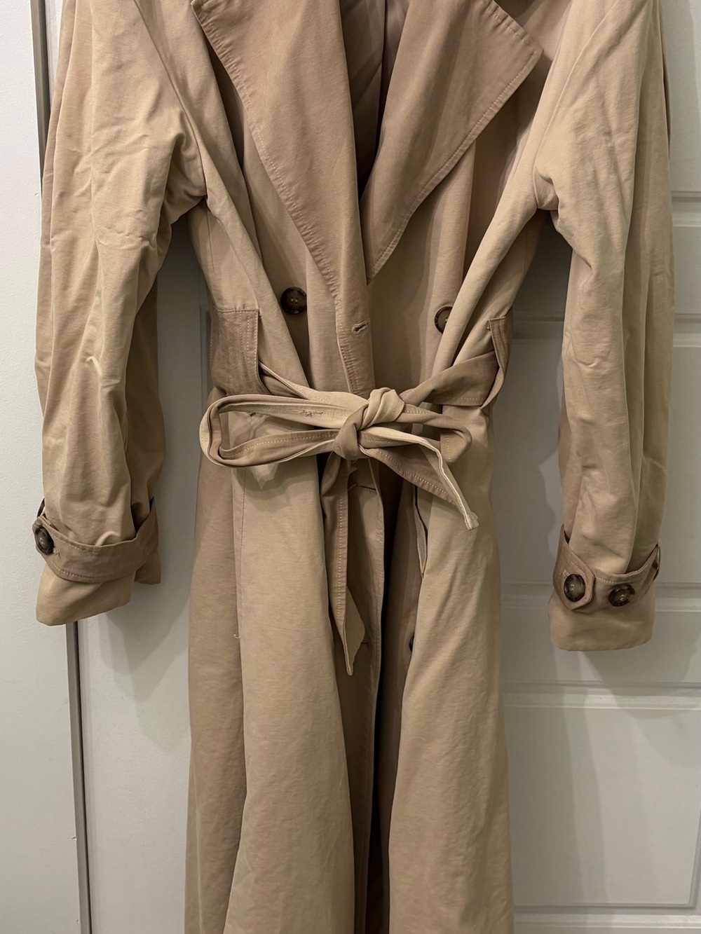 Neutral Beige Belted Trench Coat - Women